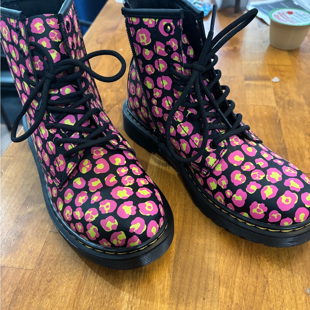 Colorful Neon Print Combat Boots